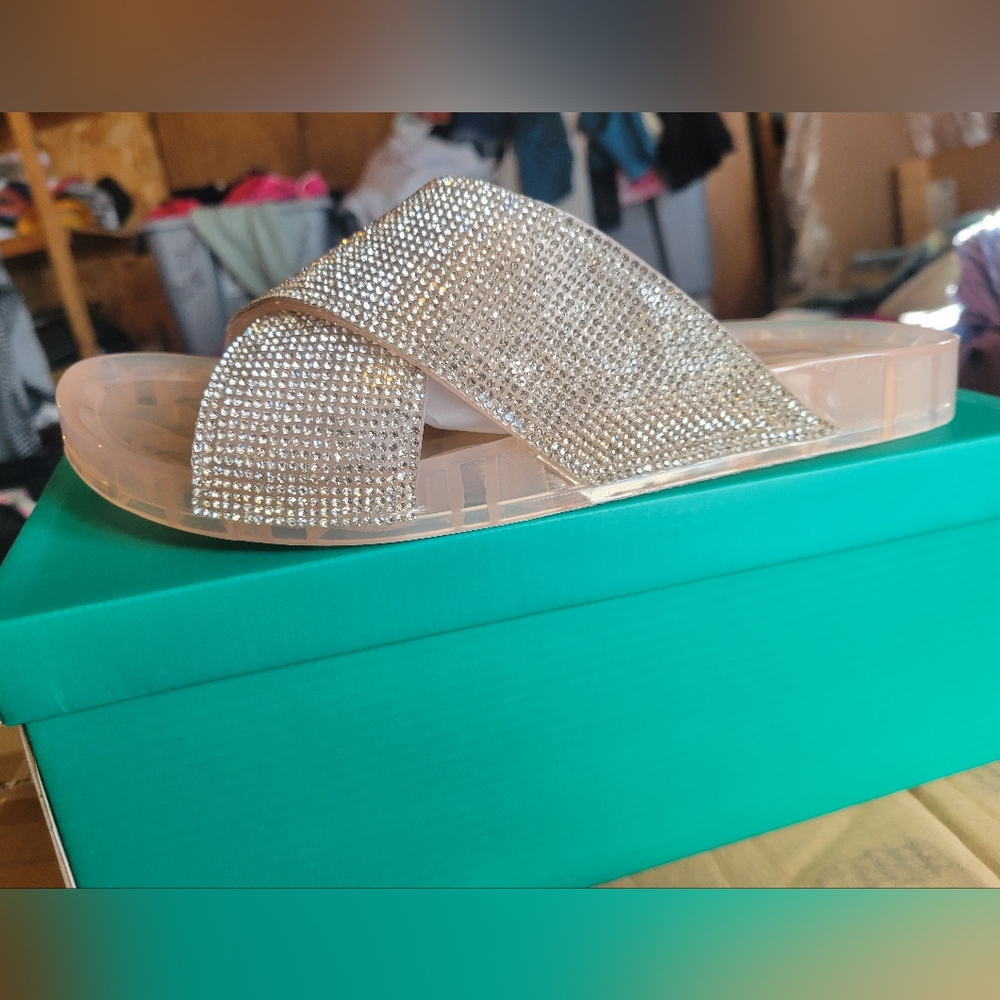 Lauren Lorraine New Nude Jelly Slip-On Sandals Shoes NWT